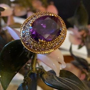 Antique 925 amethyst and topaz ring